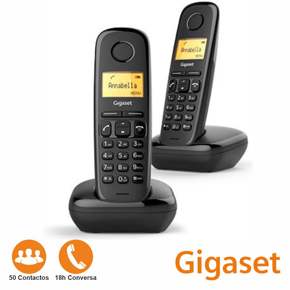 Conjunto 2 Telefones S/ Fios A170 Preto Gigaset - Tauu.pt