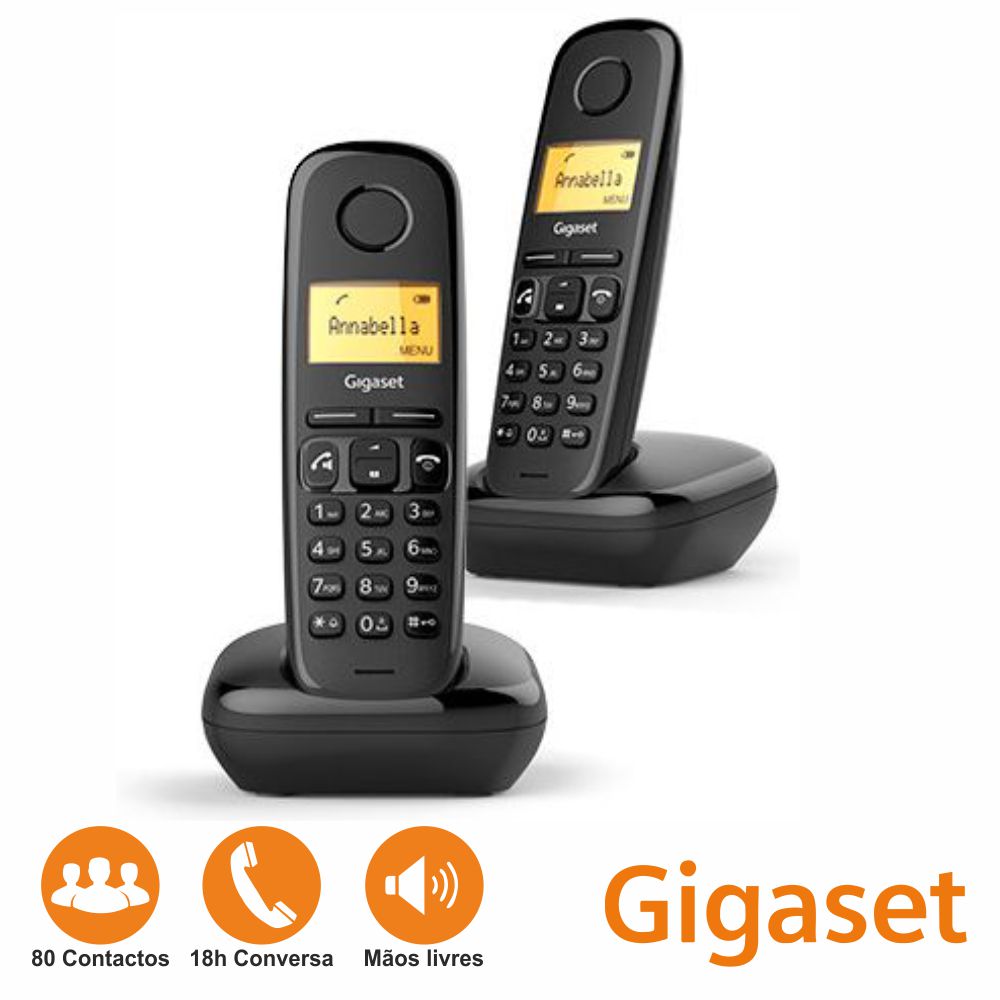 Conjunto 2 Telefones S/ Fios A270 Preto Gigaset - Tauu.pt