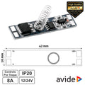 Controlador Mini Sensor Touch P/ Fita Led 12/24V 8A Avide - Tauu.pt