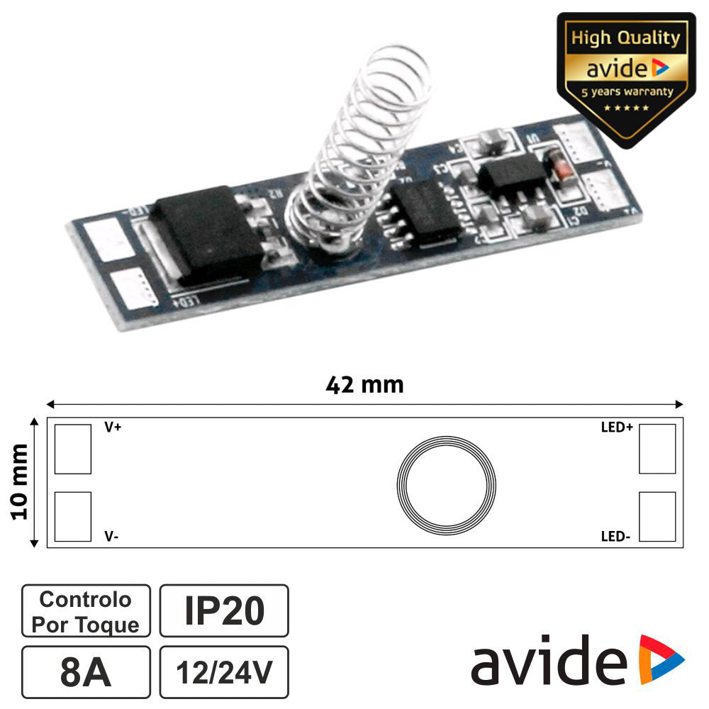 Controlador Mini Sensor Touch P/ Fita Led 12/24V 8A Avide - Tauu.pt