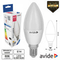Lâmpada Led E14 Vela 6,5W 230V 6400K 806Lm Avide - Tauu,pt