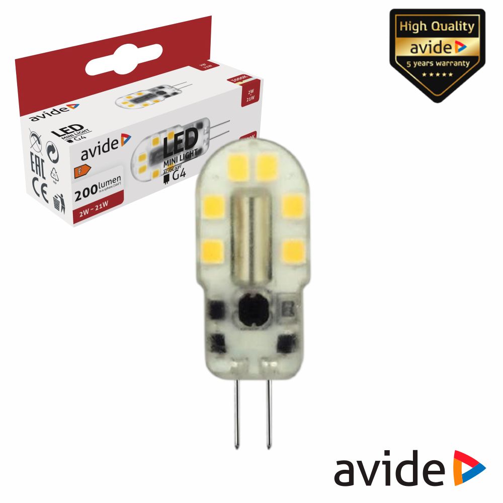 Lâmpada Led G4 2W 12V 3000K 200Lm Avide - Tauu.pt