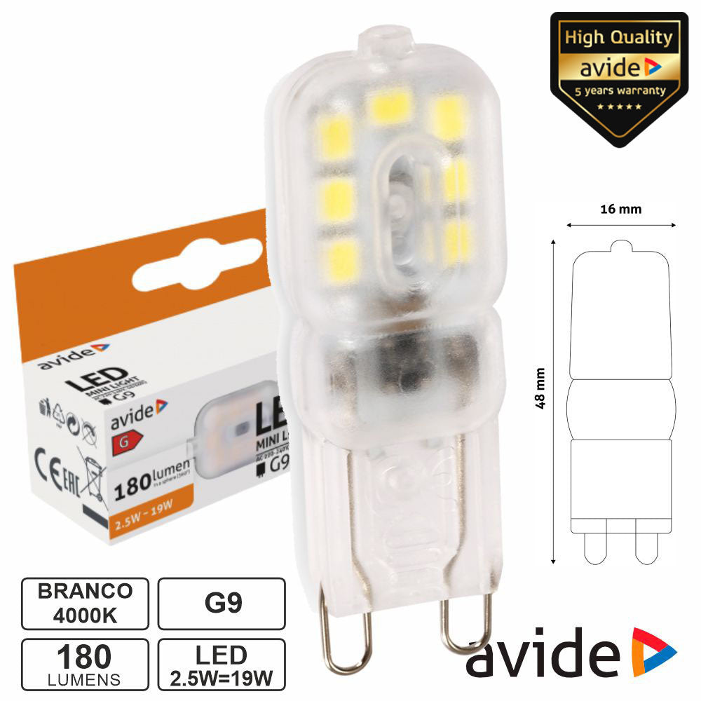 Lâmpada Led G9 2,5W 230V 4000K 180Lm Avide - Tauu,pt
