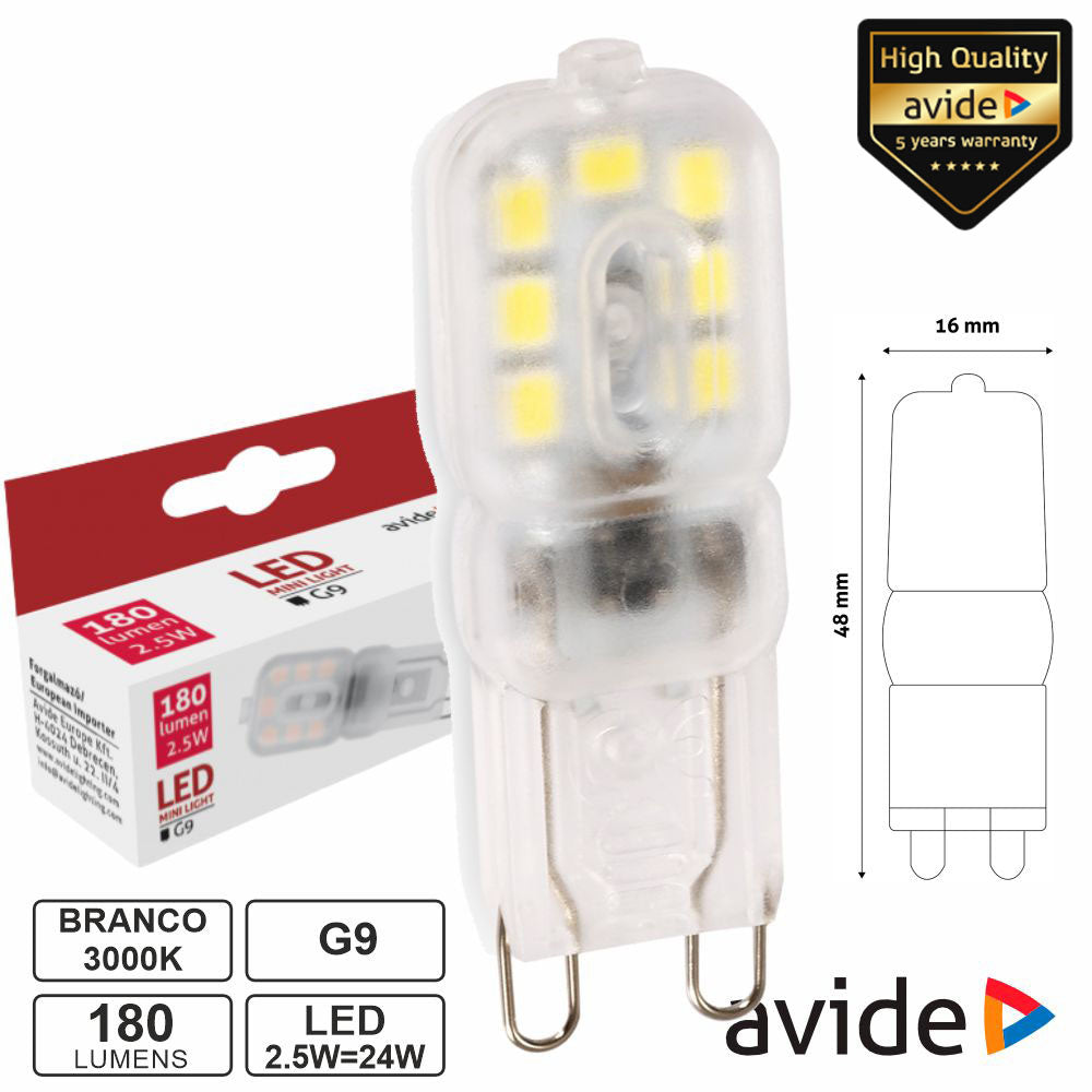 Lâmpada Led G9 2.5W 230V 3000K 180Lm Avide - Tauu.pt
