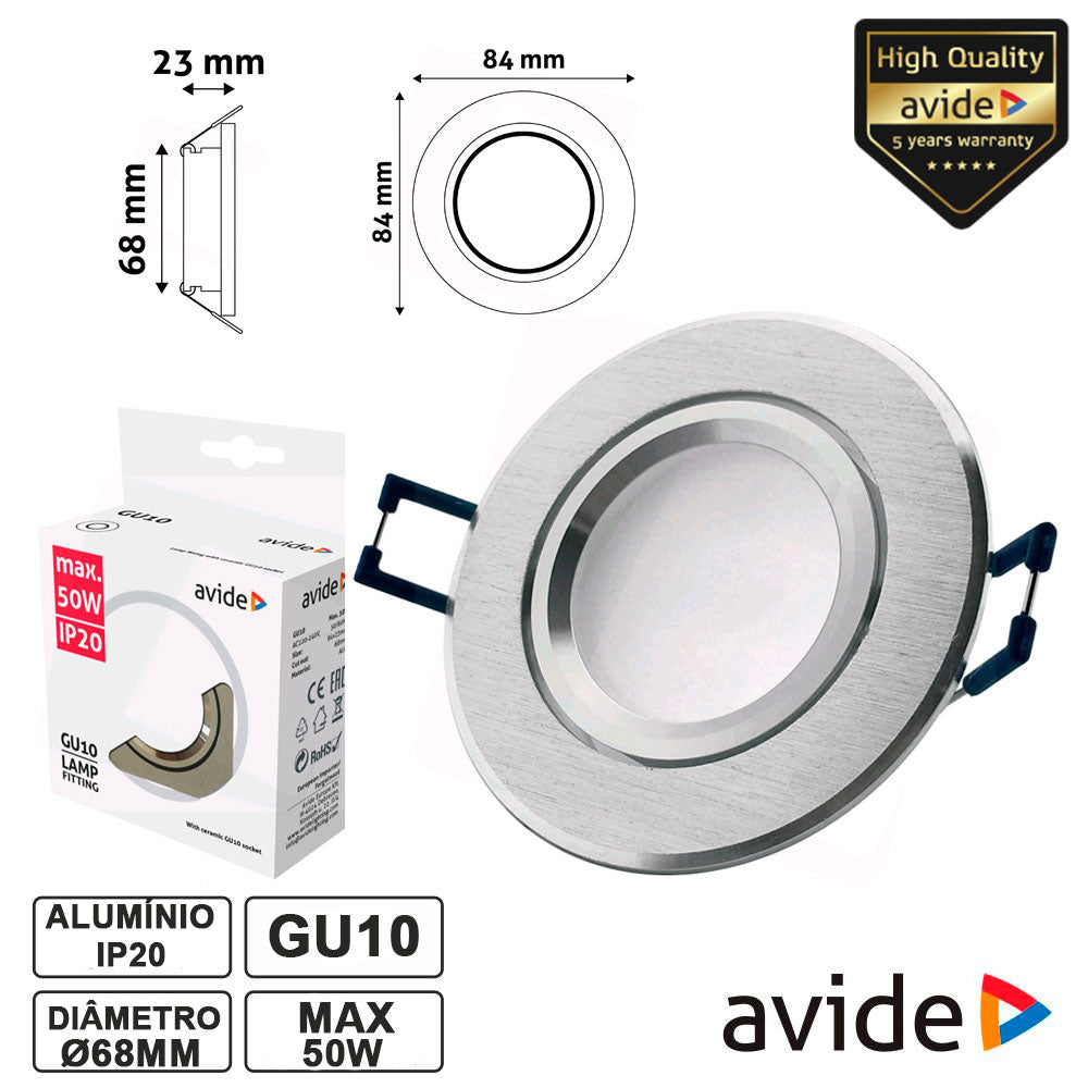 Aro Redondo Fixo Alumínio P/ Mr16-Gu10 Avide - Tauu,pt