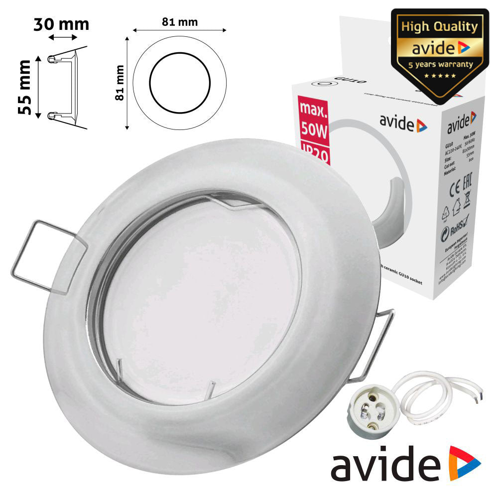 Aro Redondo Fixo Cónico Cromado P/ Mr16-Gu10 Avide - Tauu.pt