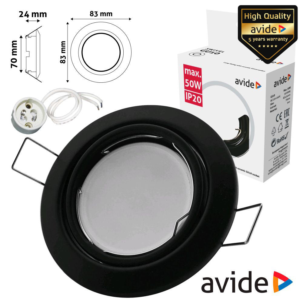Aro Redondo Ajustável Cónico Preto P/ Mr16-Gu10 Avide - Tauu,pt