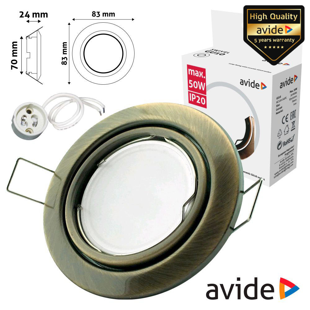 Aro Redondo Ajustável Cónico Cobre P/ Mr16-Gu10 Avide - Tauu,pt