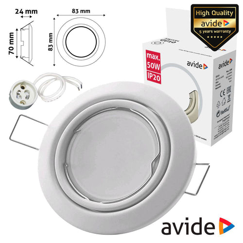 Aro Redondo Ajustável Cónico Branco P/ Mr16-Gu10 Avide - Tauu.pt