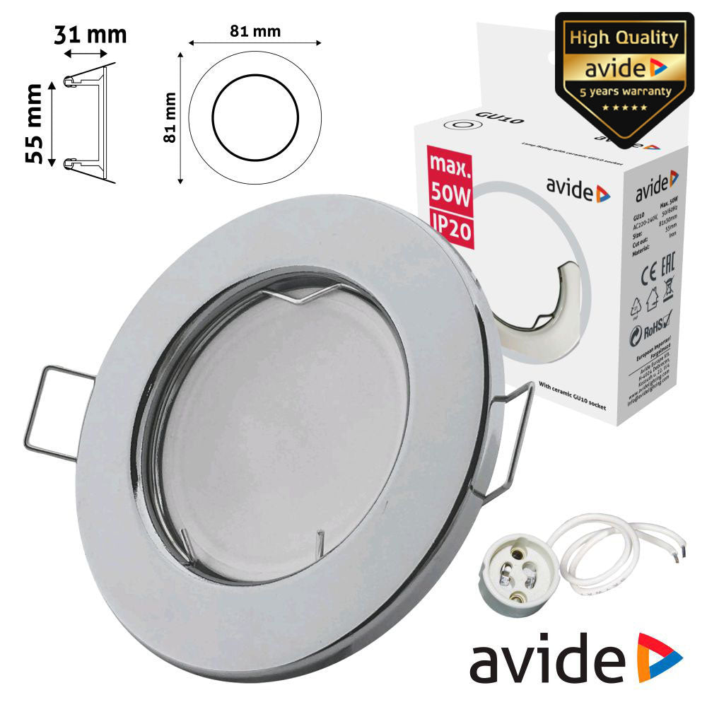 Aro Redondo Fixo Cromado P/ Mr16-Gu10 Avide - Tauu,pt