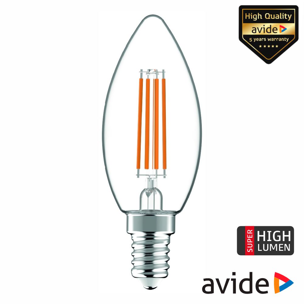 Lâmpada Led E14 Vela Filamento 4,9W 230V 3000K 806Lm Avide - Tauu,pt
