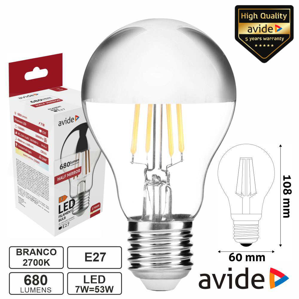 Lâmpada Led E27 Hf Globo Filamento 7W 230V 2700K 806Lm Avide - Tauu,pt