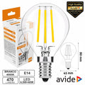 Lâmpada Led E14 Globo Filamento 4.5W 230V 4000K 470Lm Avide - Tauu.pt