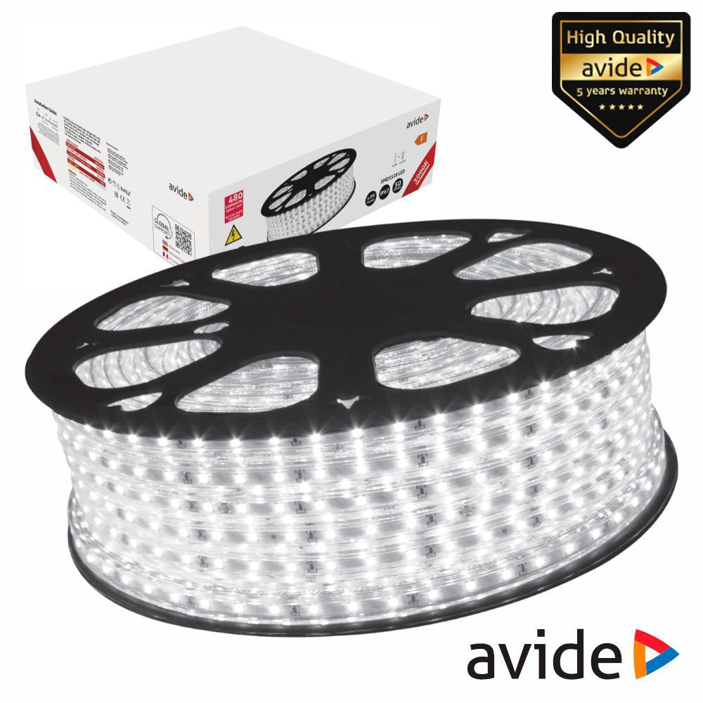 Fita 3000 Leds 3528 3000K 220V 4.8W/M 50M Ip67 Avide - Tauu.pt