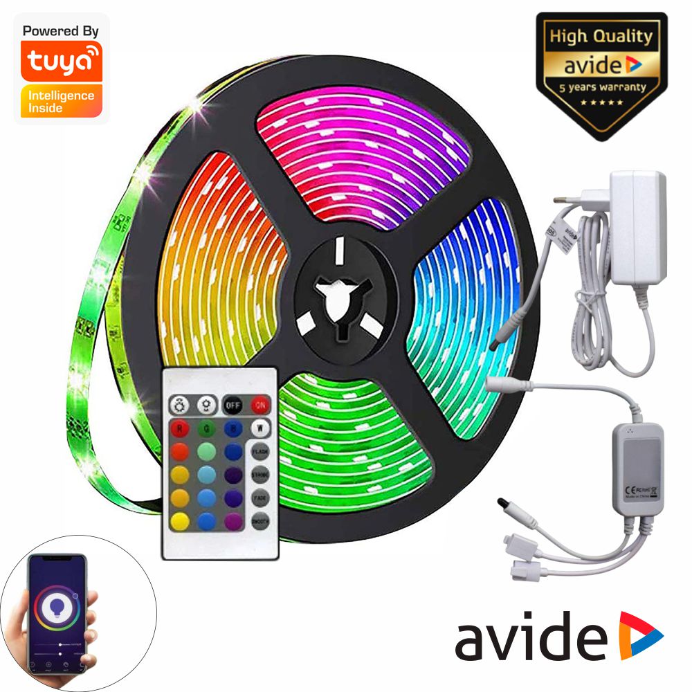 Fita 150 Leds 5050 Rgb 12V 5M Ip65 Wifi + Ir Avide - Tauu.pt