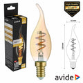Lâmpada E14 3W Vela 230V Filamento 2700K 240Lm Avide - Tauu.pt
