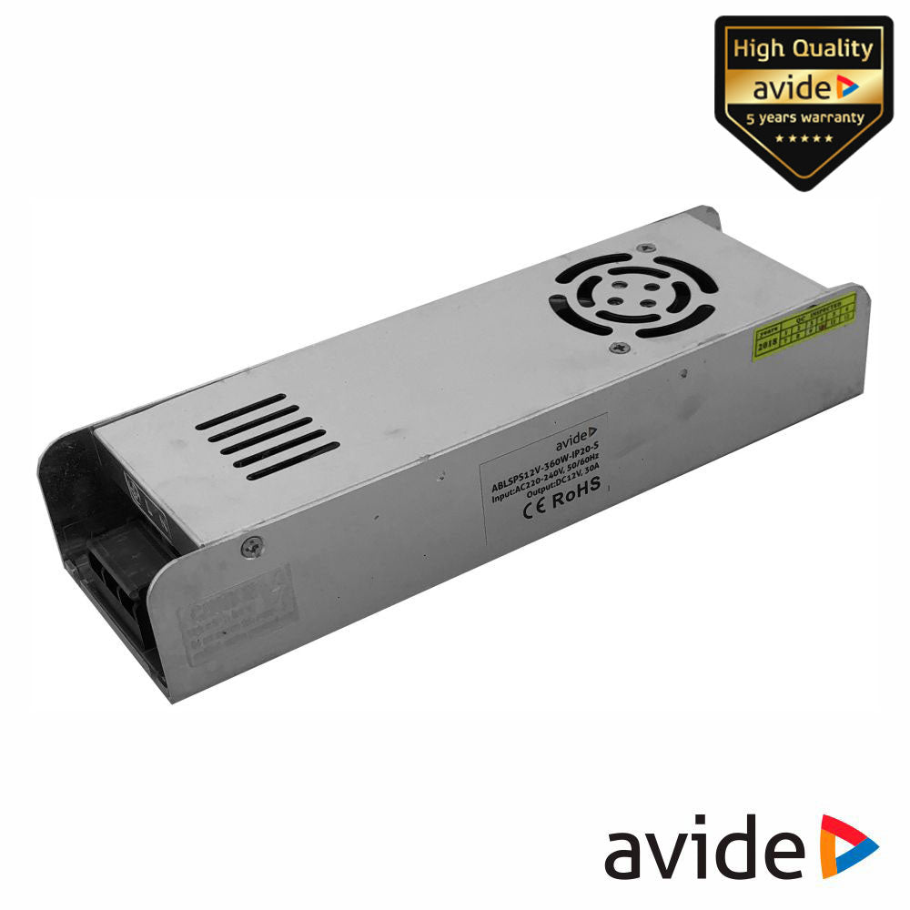 Fonte De Alimentação Industrial Slim 12V 360W 30A Ip20 Avide - Tauu,pt