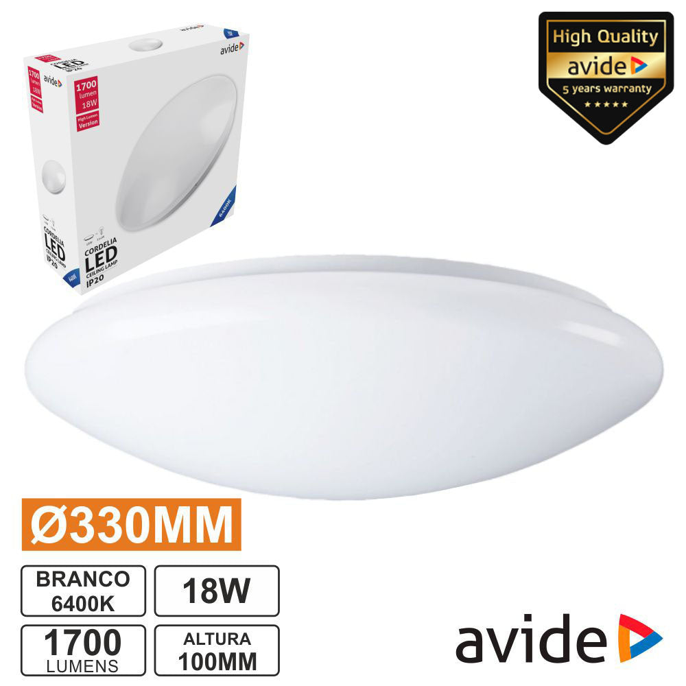 Aplique Led Redondo Teto 18W 330Mm 6400K 1700Lm Avide - Tauu,pt