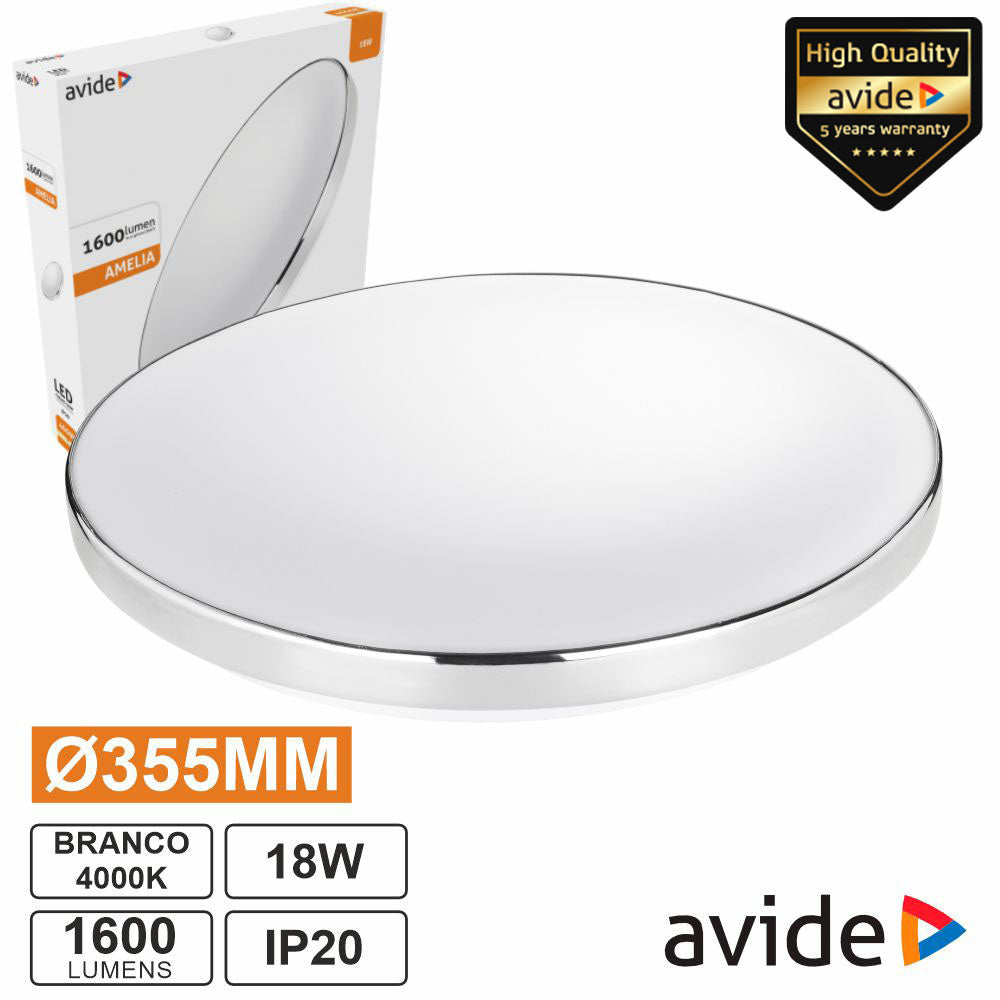 Aplique Led Redondo 18W 355Mm 4000K 1600Lm Amelia Avide - Tauu,pt
