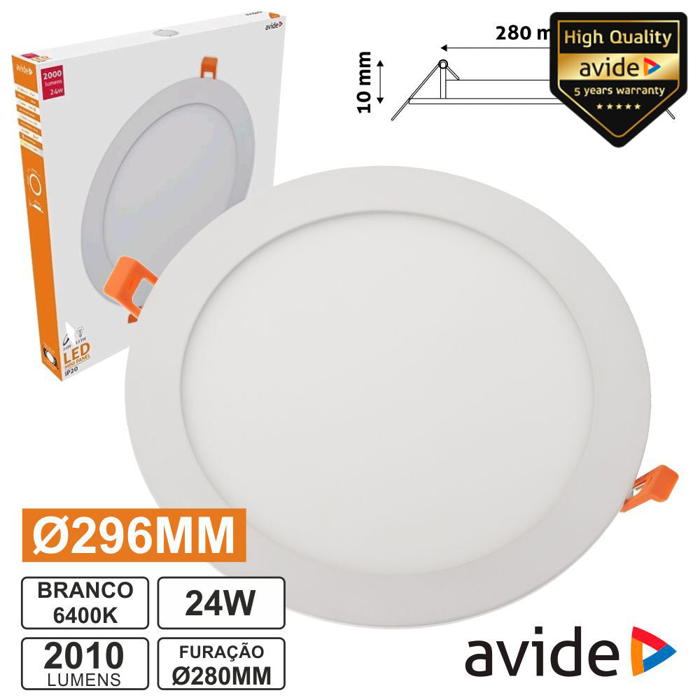 Painel Leds Redondo 24W 296Mm 4000K 2000Lm Avide - Tauu,pt