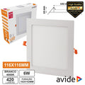 Painel Leds Quadrado 6W 116Mm 4000K 420Lm Avide - Tauu,pt