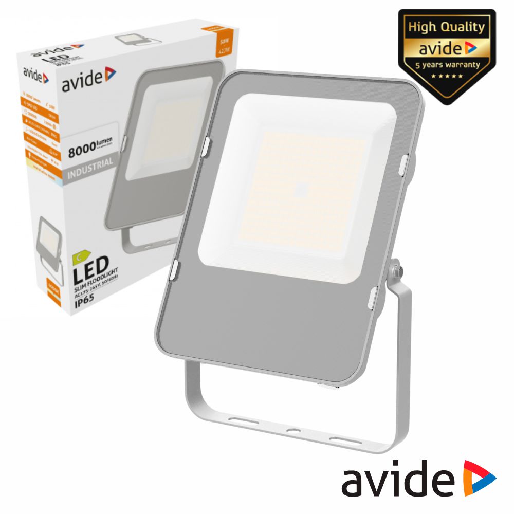 Foco Led Industrial 50W 230V 4000K 8000Lm Cinza Ip65 Avide - Tauu,pt