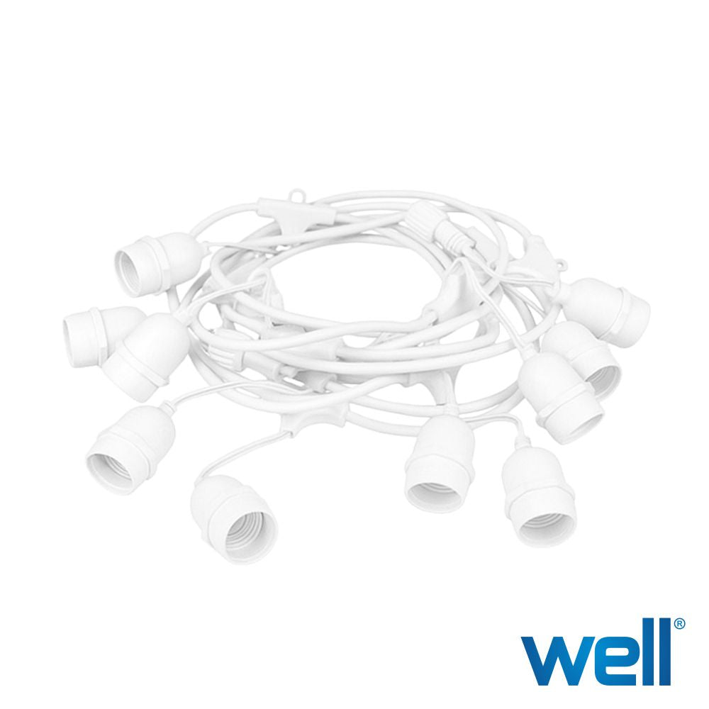 Corrente De Iluminação 11.5M P/ 10 Lâmpadas E27 Ip65 Well - Tauu.pt