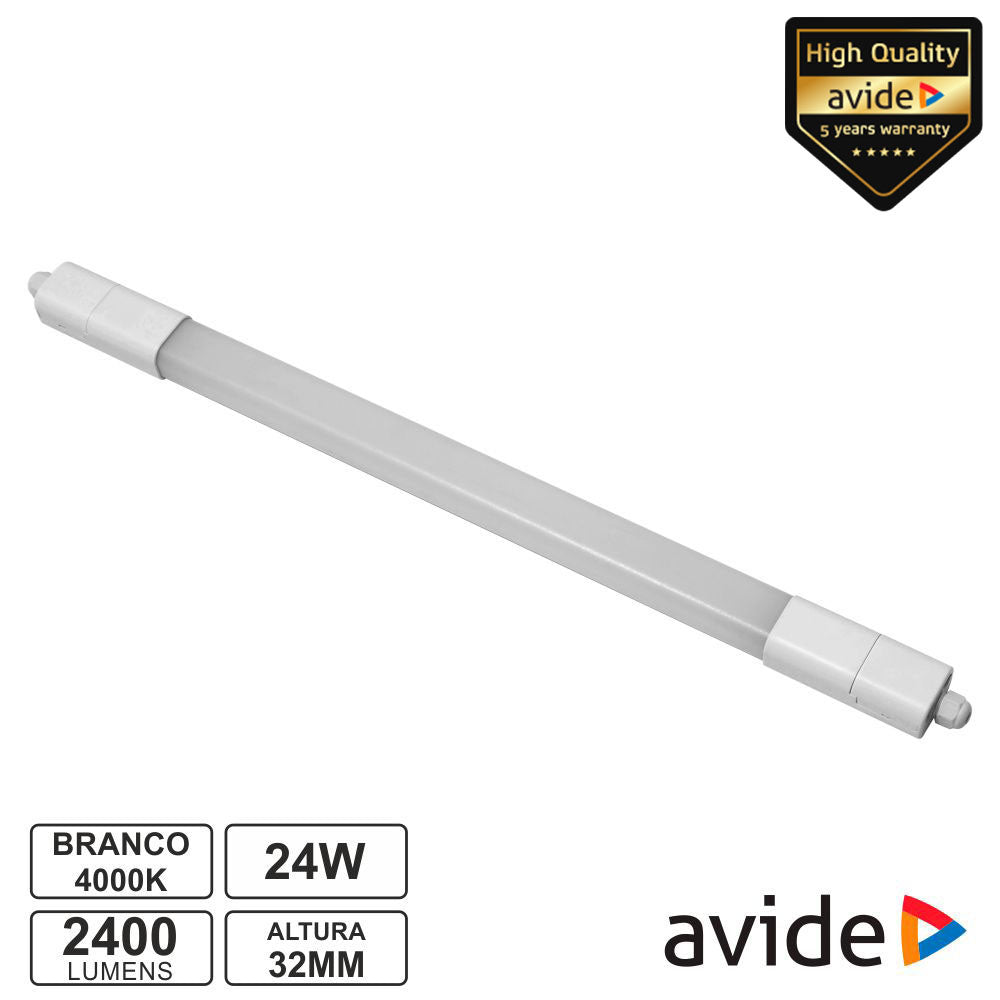 Armadura Led Batten 24W Ip65 4000K 2400Lm 1200Mm Avide - Tauu,pt