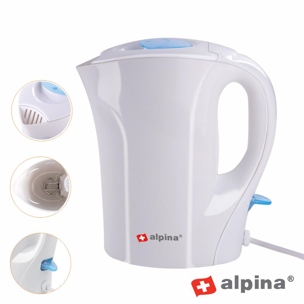 Fervedor De Água Elétrico 1L 800-1000W Branco Alpina - Tauu.pt