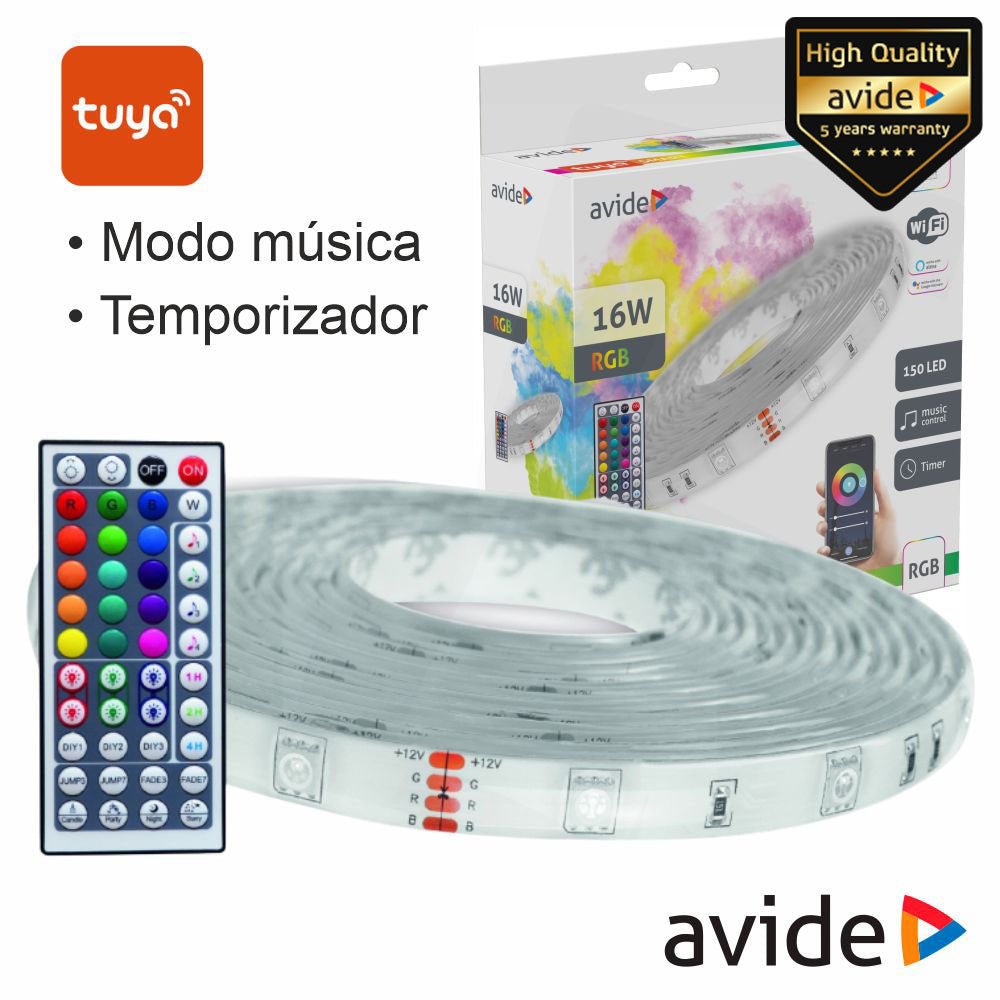 Kit Fita 150 Leds 5050 Rgb 12V 5M Ip65 Wifi+ Ir Tuya Avide - Tauu,pt