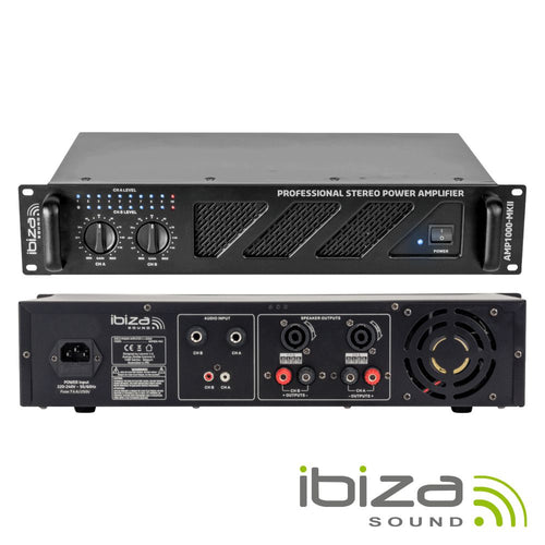 Amplificador Áudio 19" 2X800W Preto Ibiza - Tauu.pt