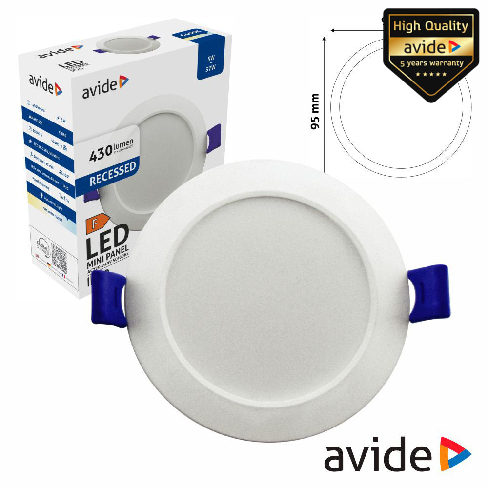 Painel Leds Redondo 5W 90Mm 6400K 430Lm Avide - Tauu,pt