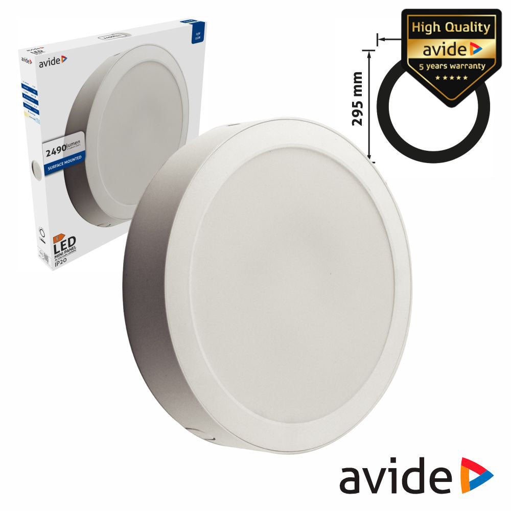Painel Leds Redondo Superficie 24W 295Mm 6400K 2490Lm Avide - Tauu.pt