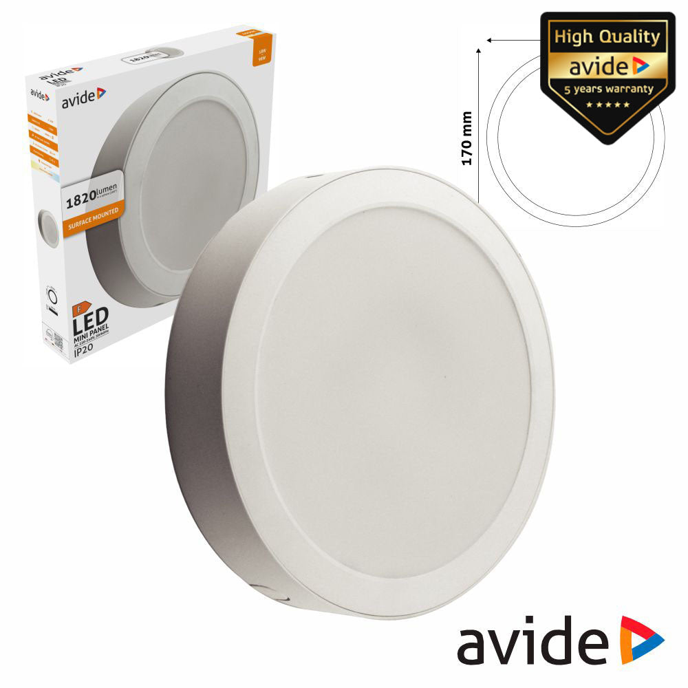 Painel Leds Redondo Superfície 18W 170Mm 4000K 1820Lm Avide - Tauu,pt