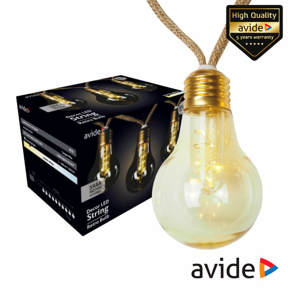 Corrente De Iluminação C/ Lâmpadas Branco Quente 5M Avide - Tauu,pt