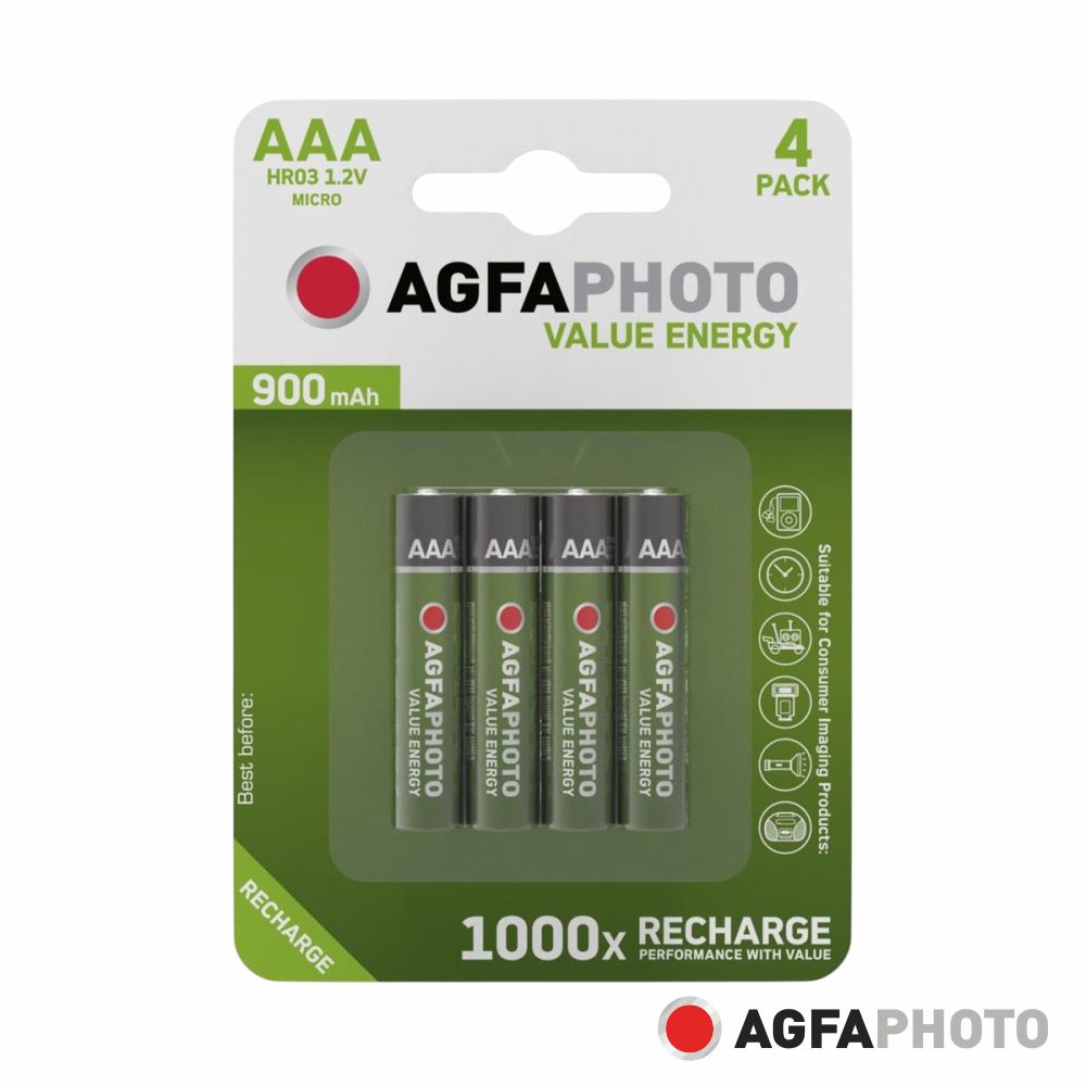 Pilha Recarregável Aaa 1,2V 900Mah 4X Blister Agfaphoto - Tauu,pt