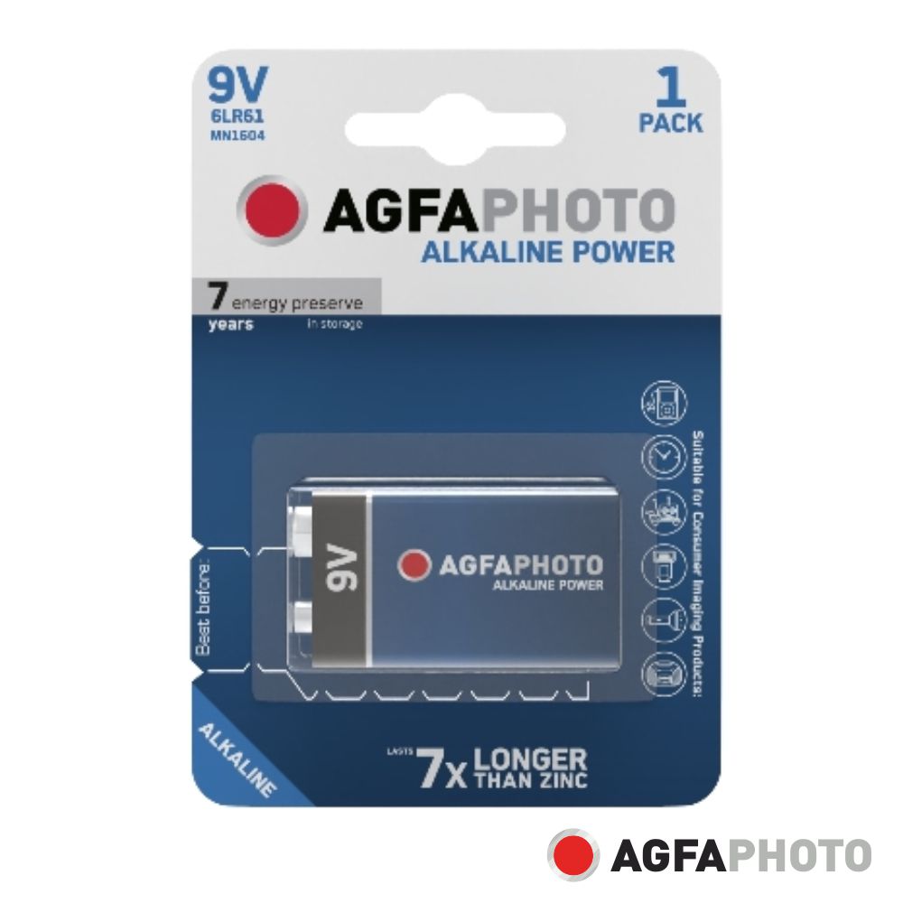 Pilha Alcalina 6Lr61/9V 9V 1X Blister Power Agfaphoto - Tauu,pt