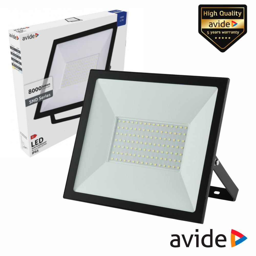 Foco Led 100W 230V 6400K 8000Lm Preto Ip65 Avide - Tauu,pt