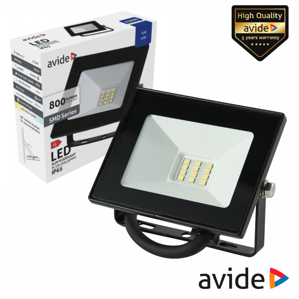 Foco Led 10W 230V 6400K 800Lm Preto Avide - Tauu.pt