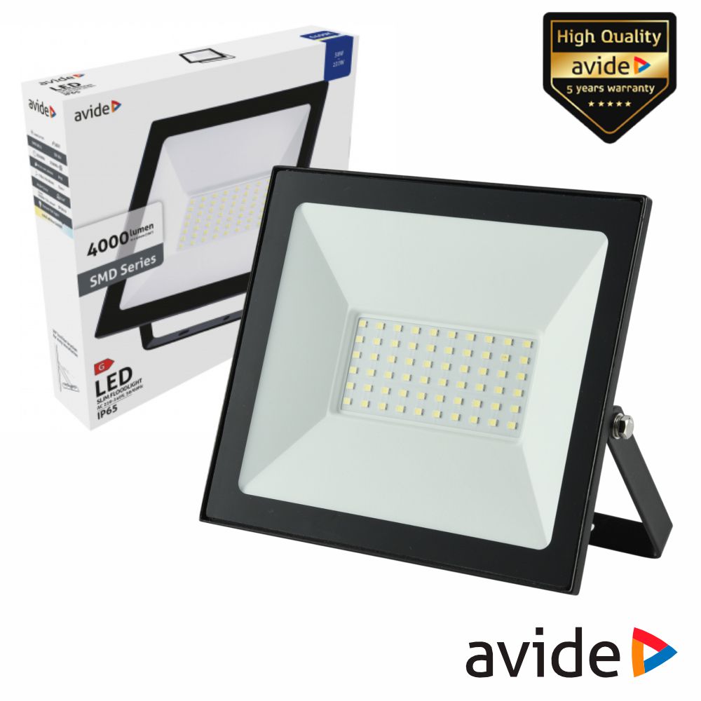 Foco Led 50W 230V 6400K 4000Lm Preto Avide - Tauu,pt