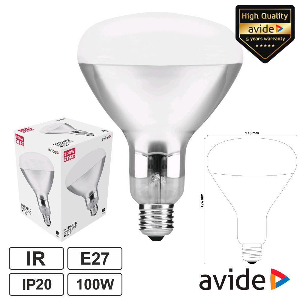 Lâmpada E27 100W Infravermelhos Topo Branco Avide - Tauu,pt