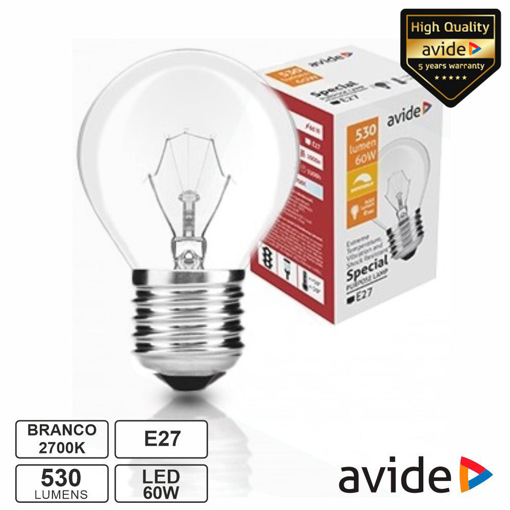 Lâmpada E27 60W Globo Alta Resistência 2700K Dimável Avide - Tauu,pt