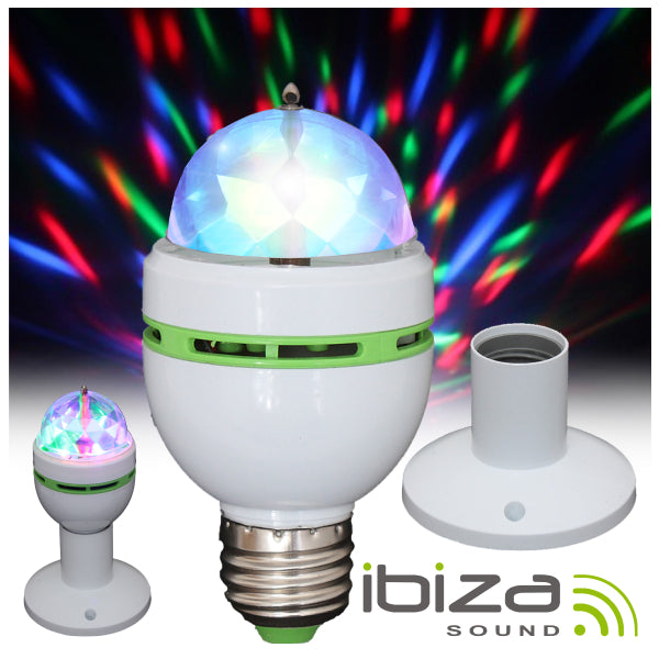 Lâmpada Rotativa 3 Leds 1W Rgb E27 E Suporte Ibiza - Tauu.pt