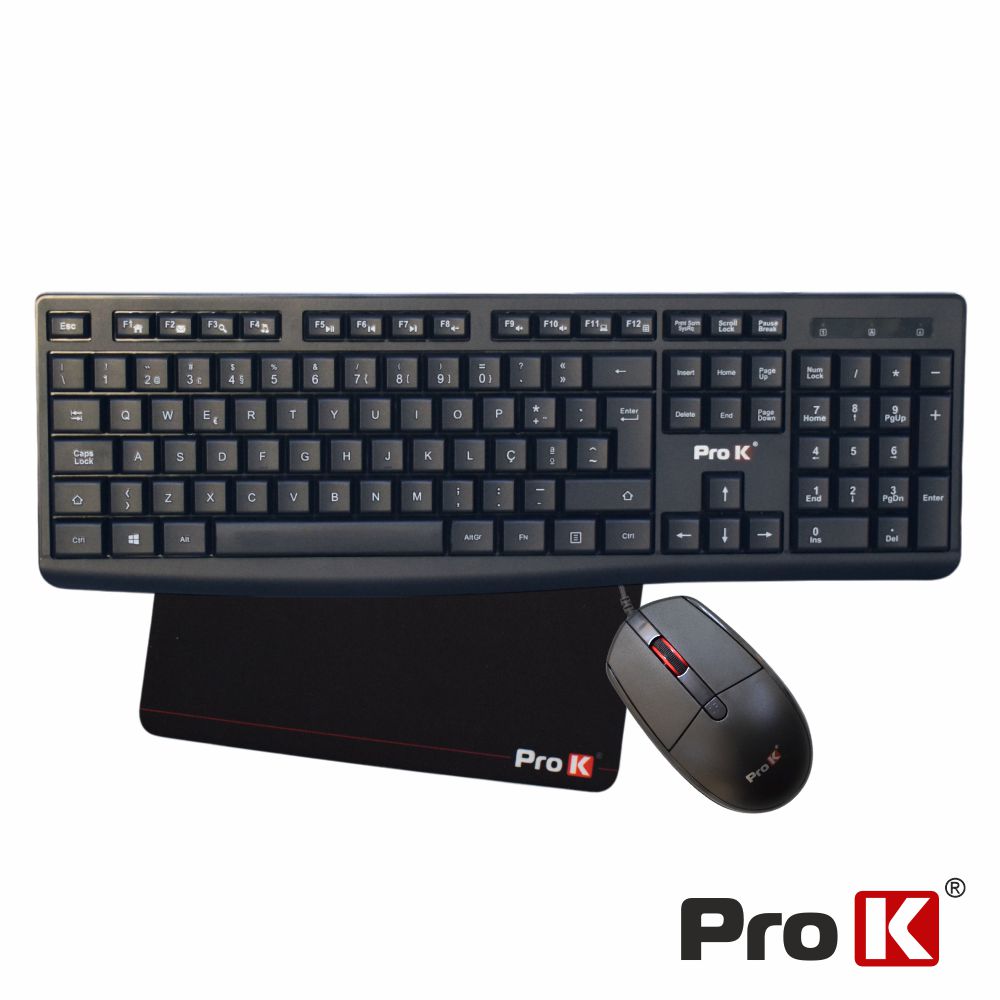 Conjunto De Teclado E Rato C/ Fios + Oferta Tapete Rato Prok - Tauu.pt