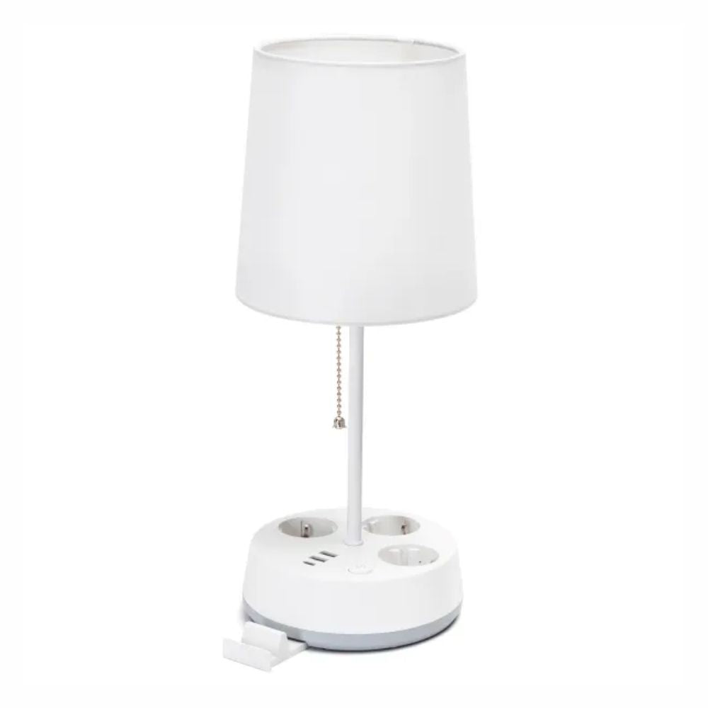 Candeeiro Mesa E27 60W C/ 3X Schuko/3X Usb/Suporte Telemóvel - Tauu.pt