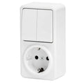 Tomada Elétrica 1X Schuko C/ Comutador Duplo Superfície - Tauu,pt