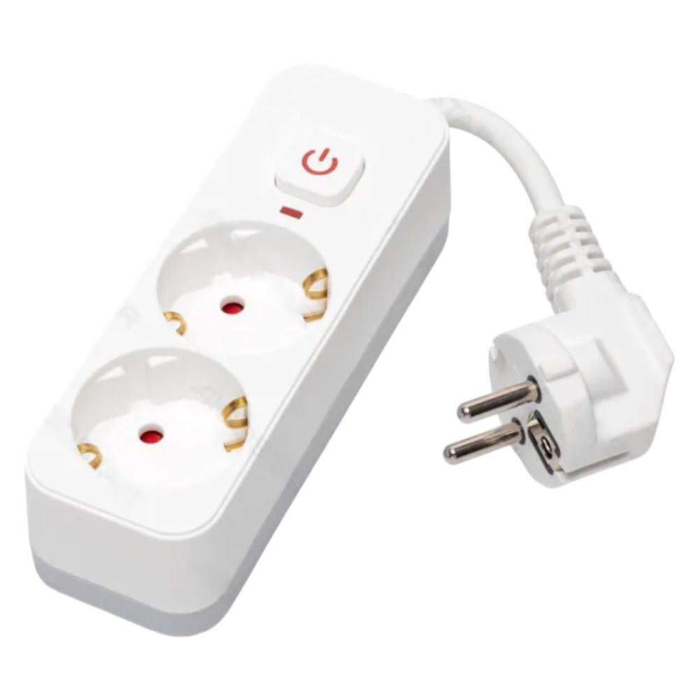 Ficha Elétrica Adaptadora 2X Schuko C/ Interruptor - Tauu,pt