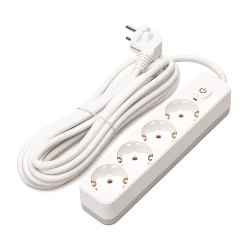 Extensão Elétrica 4X Schuko C/ Interruptor 5M - Tauu.pt