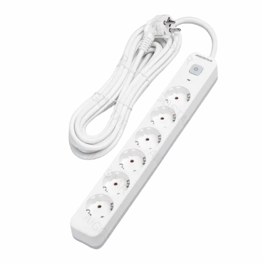 Tomada Elétrica C/ 6 Saídas C/ Interruptor 5M - Tauu.pt