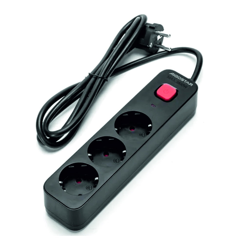 Extensão Elétrica 3X Schuko C/ Interruptor 1.5M 3G1.5 - Tauu.pt